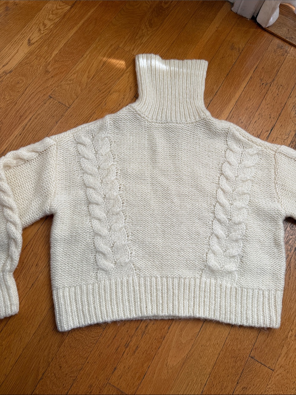 JustFab Cream Cable Turtleneck Sweater